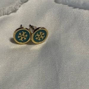 Tory Burch green enamel stud earrings